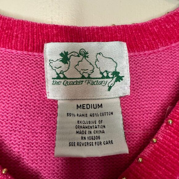 NEW QUACKER FACTORY woman's size medium M Christmas beaded bling snowman sweater - Picture 11 of 12